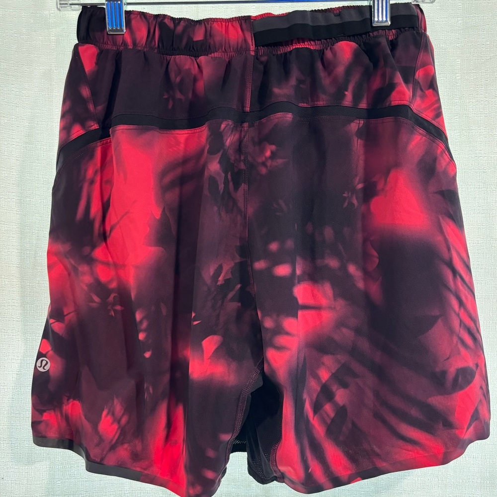 Lululemon Lined Pink Black Drawstring Mens Short Size Small